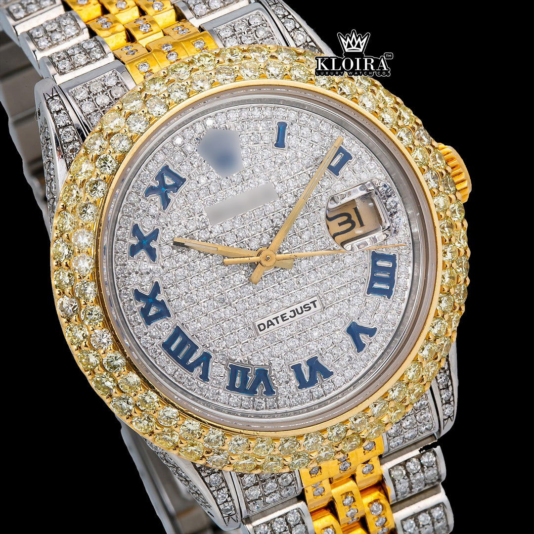 Radiance Moissanite Diamond Watch 14K Gold VVS 18 Carat 42mm Front