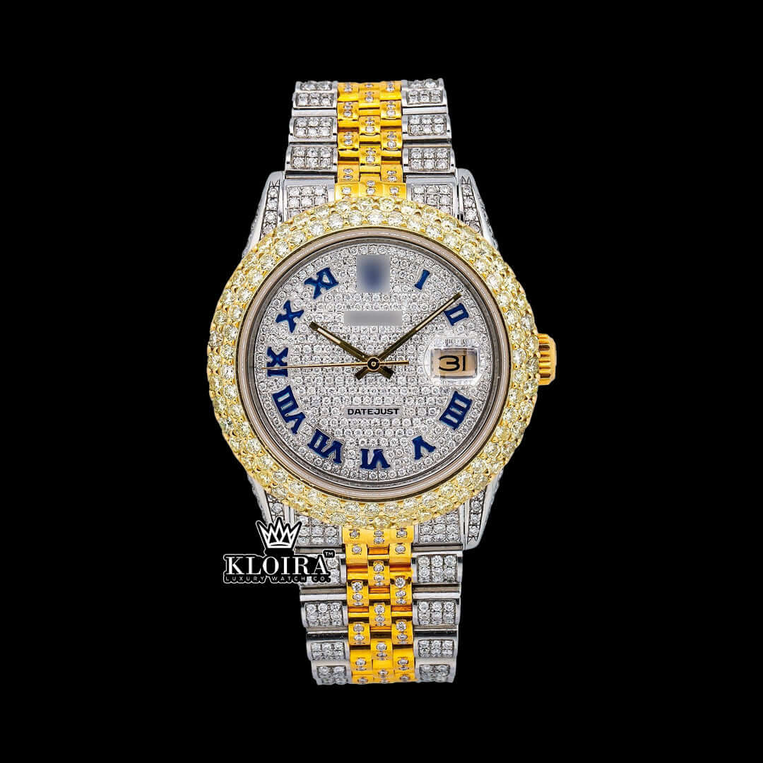 Radiance Moissanite Diamond Watch 14K Gold VVS 18 Carat 42mm Front