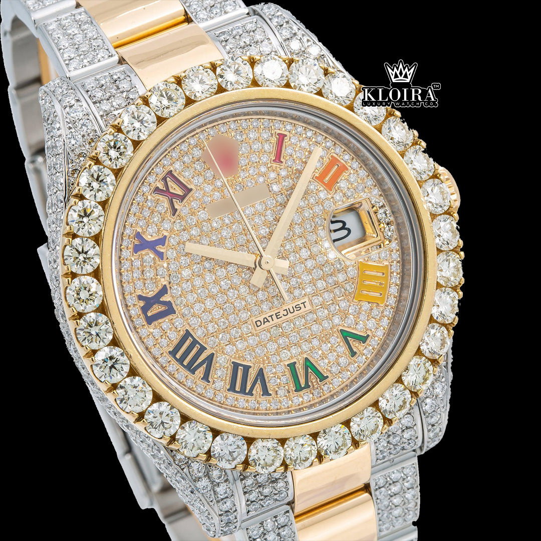 RadiantJewel Moissanite Diamond Watch 14K Gold VVS 20 Carat 42mm Front