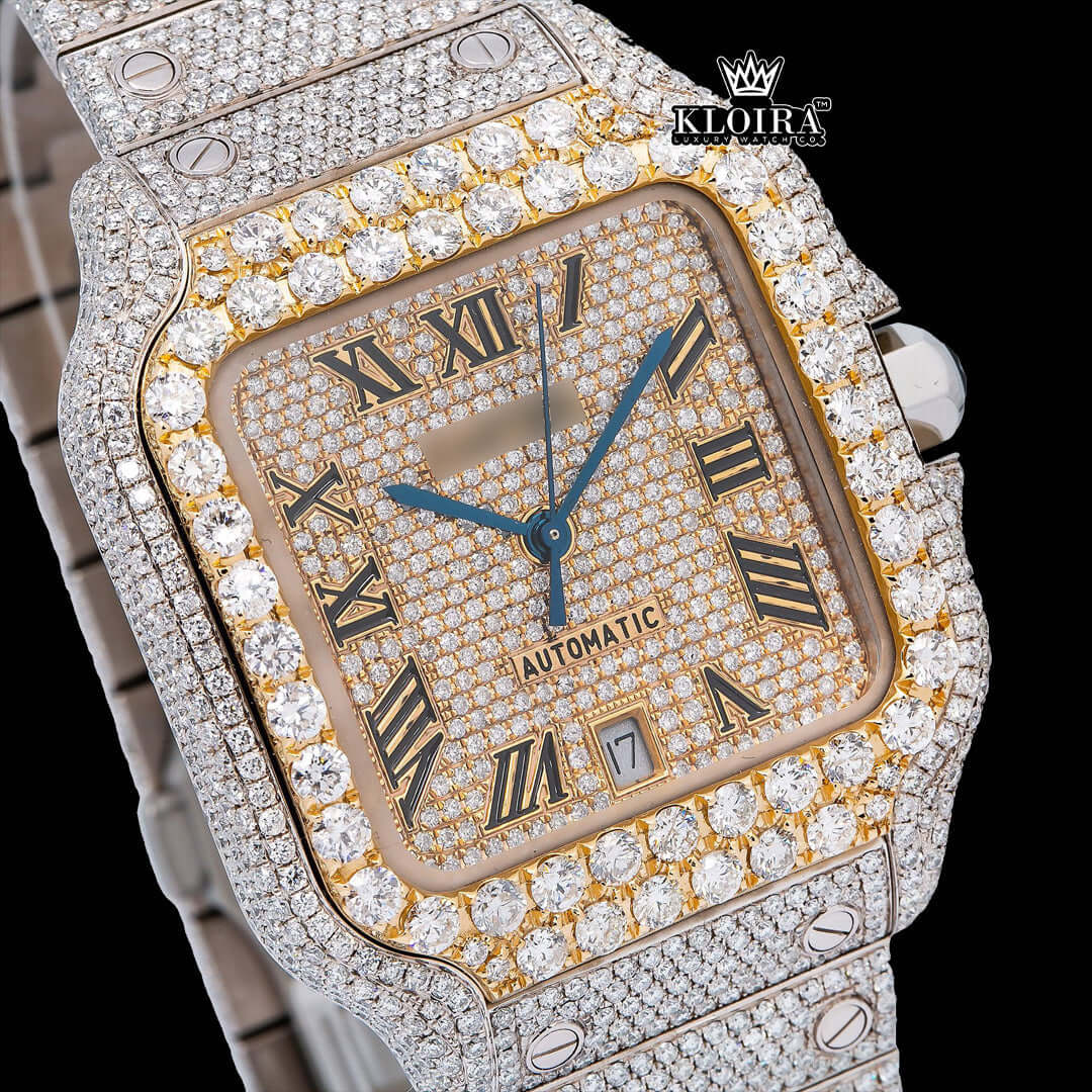 Orion Crest Moissanite Diamond Watch Silver VVS 22 Carat 42mm Men Front