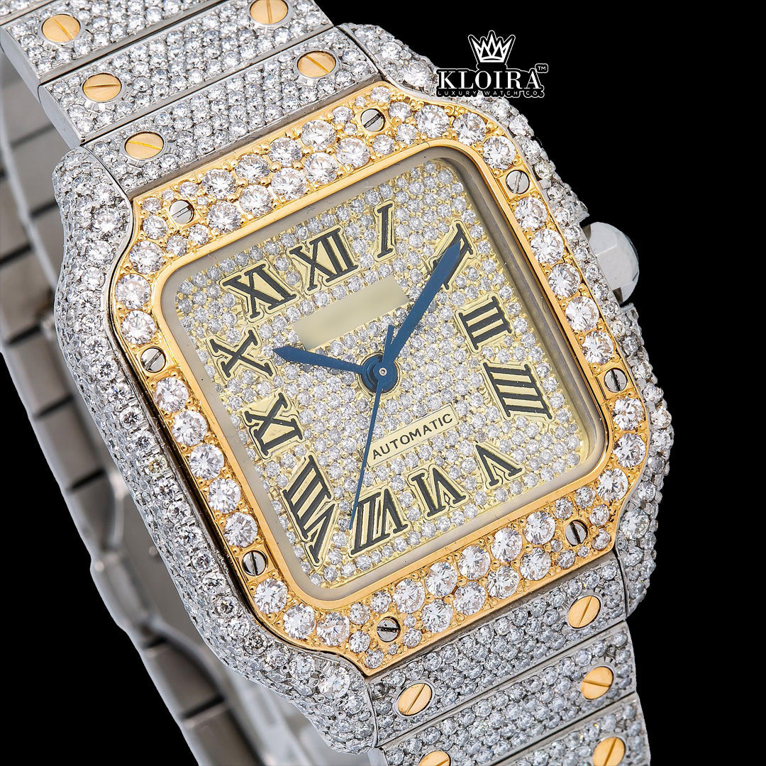 Opal Shine Moissanite Diamond Watch Silver VVS 22 Carat 42mm Men Front
