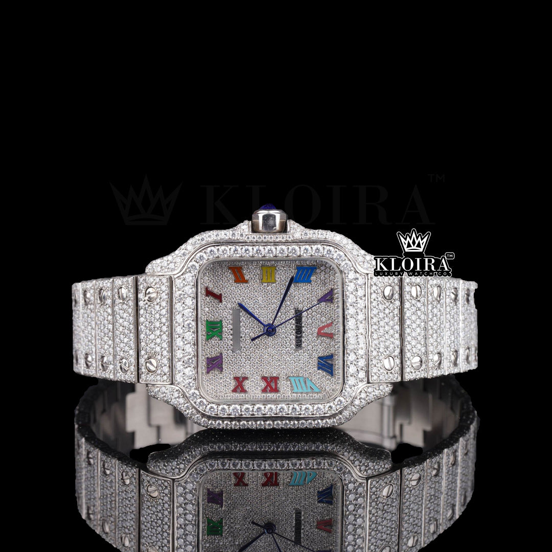 PrismGlow Moissanite Diamond Watch 14K Gold VVS 28 Carat 42mm Front