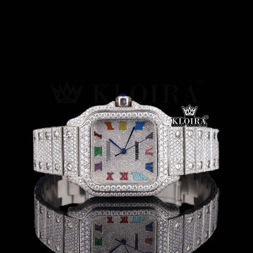 PrismGlow Moissanite Diamond Watch 14K Gold VVS 28 Carat 42mm Front