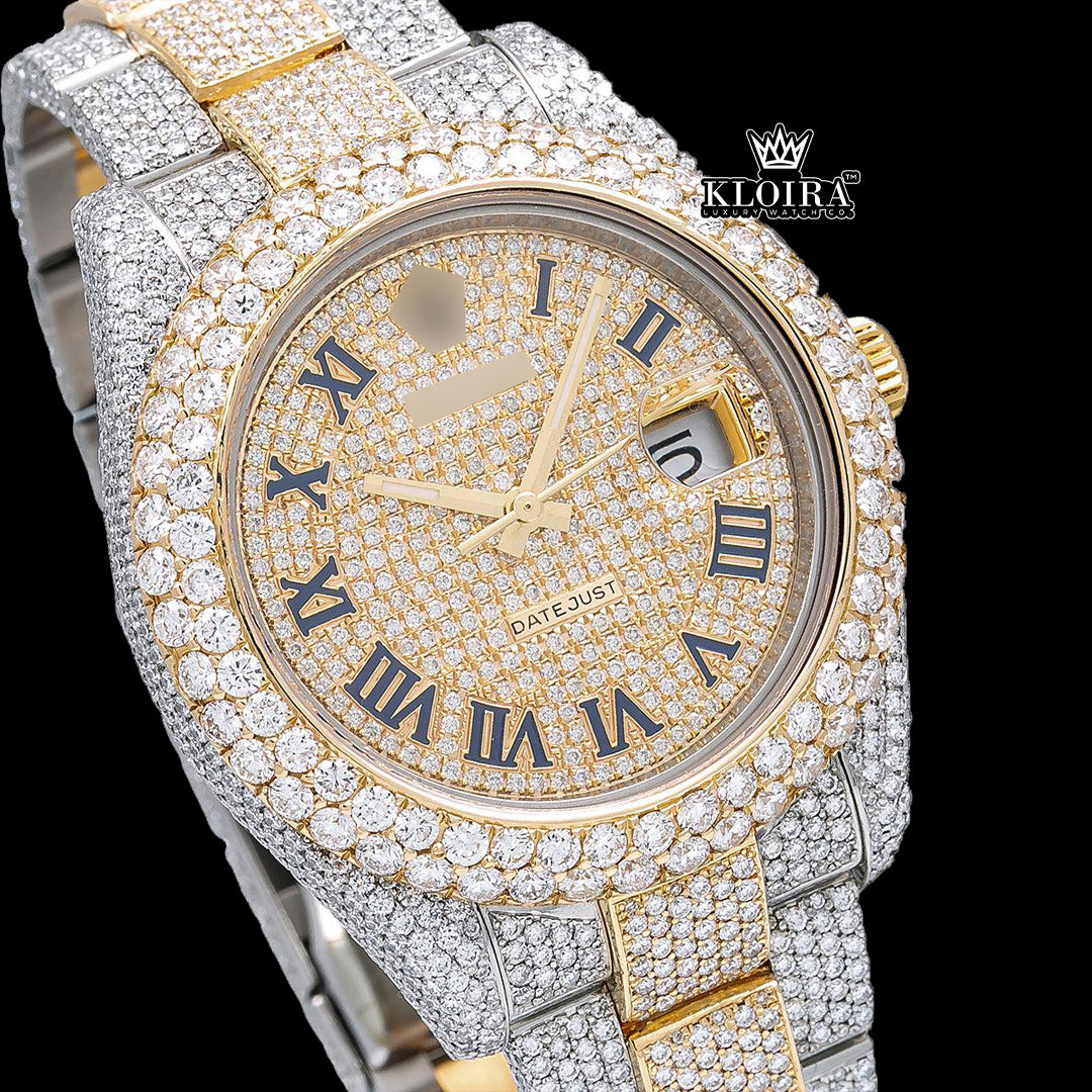 Regalia Moissanite Diamond Watch 14K Gold VVS 22 Carat 42mm Front