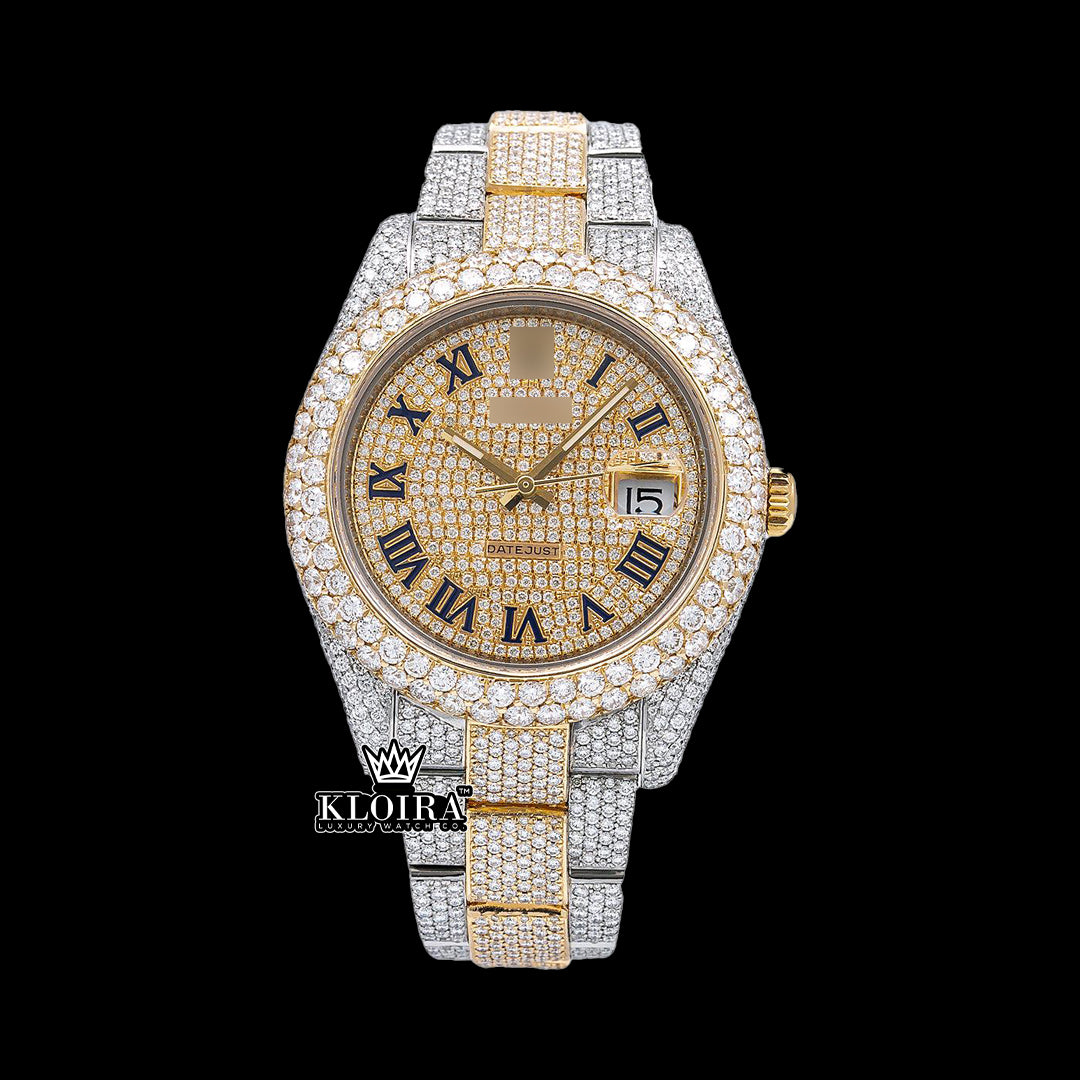 Regalia Moissanite Diamond Watch 14K Gold VVS 22 Carat 42mm Front