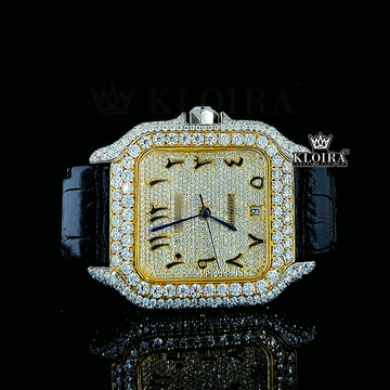 Emira Moissanite Diamond Watch 14K Gold VVS 15 Carat 42mm Front