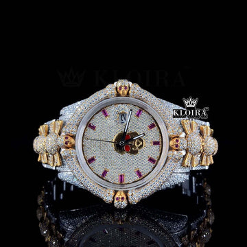 Rolex Inspired Skull Limited Edition Moissanite Watch 14K Gold VVS 30 Ct 42mm Front View