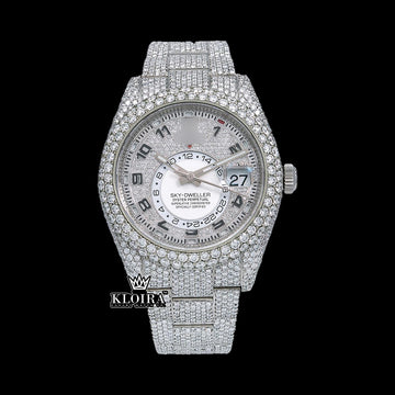 Front view of Rolex Moissanite Watch fully iced out