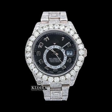 Rolex Sky Dweller Oyster Perpetual Inspired Moissanite Watch 42mm Front View