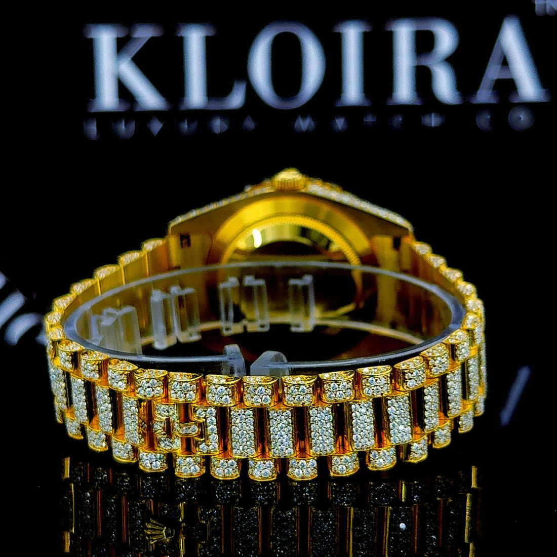 Rolex Watch Bust Down Moissanite Front View