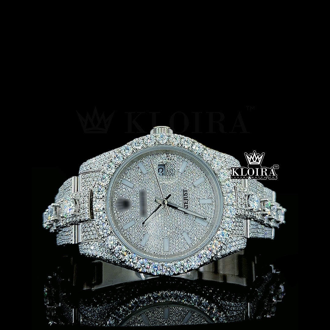 Front View of Rolex Watch Bust Down Moissanite