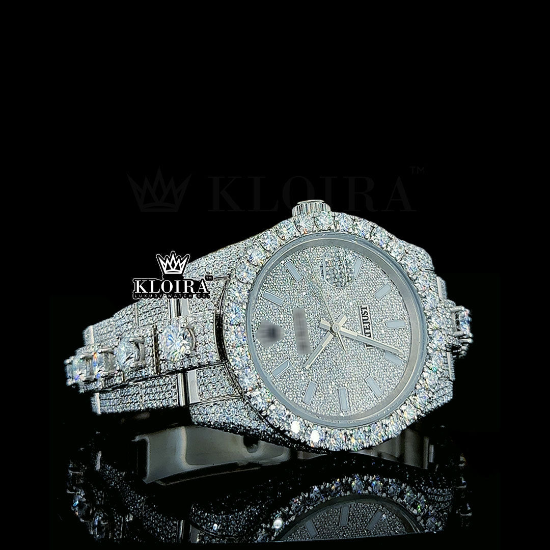 Front View of Rolex Watch Bust Down Moissanite