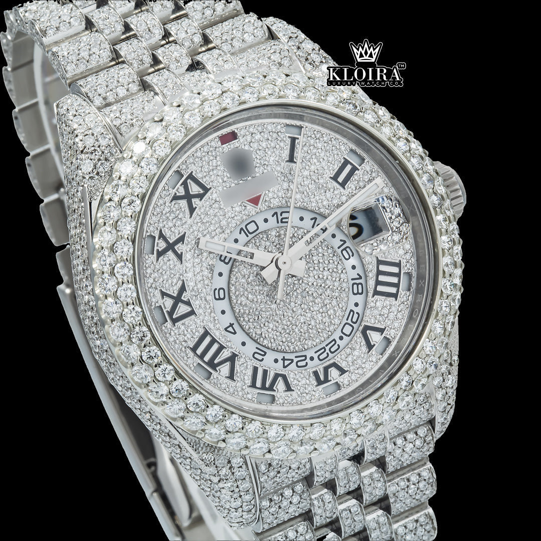 Front View of Rolex Watch Moissanite Diamonds