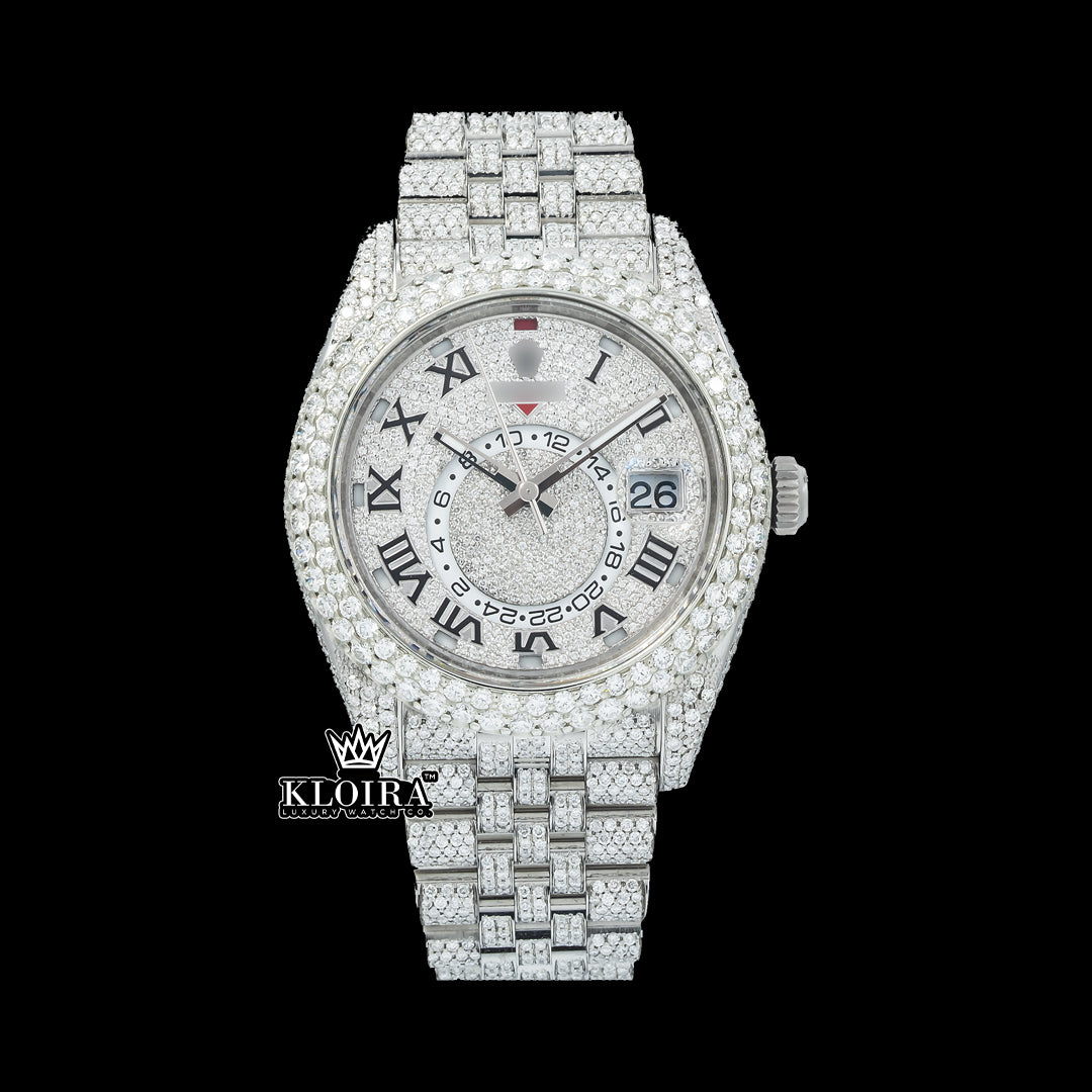 Front View of Rolex Watch Moissanite Diamonds