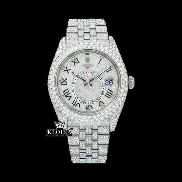 Front View of Rolex Watch Moissanite Diamonds