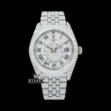 Front View of Rolex Watch Moissanite Diamonds