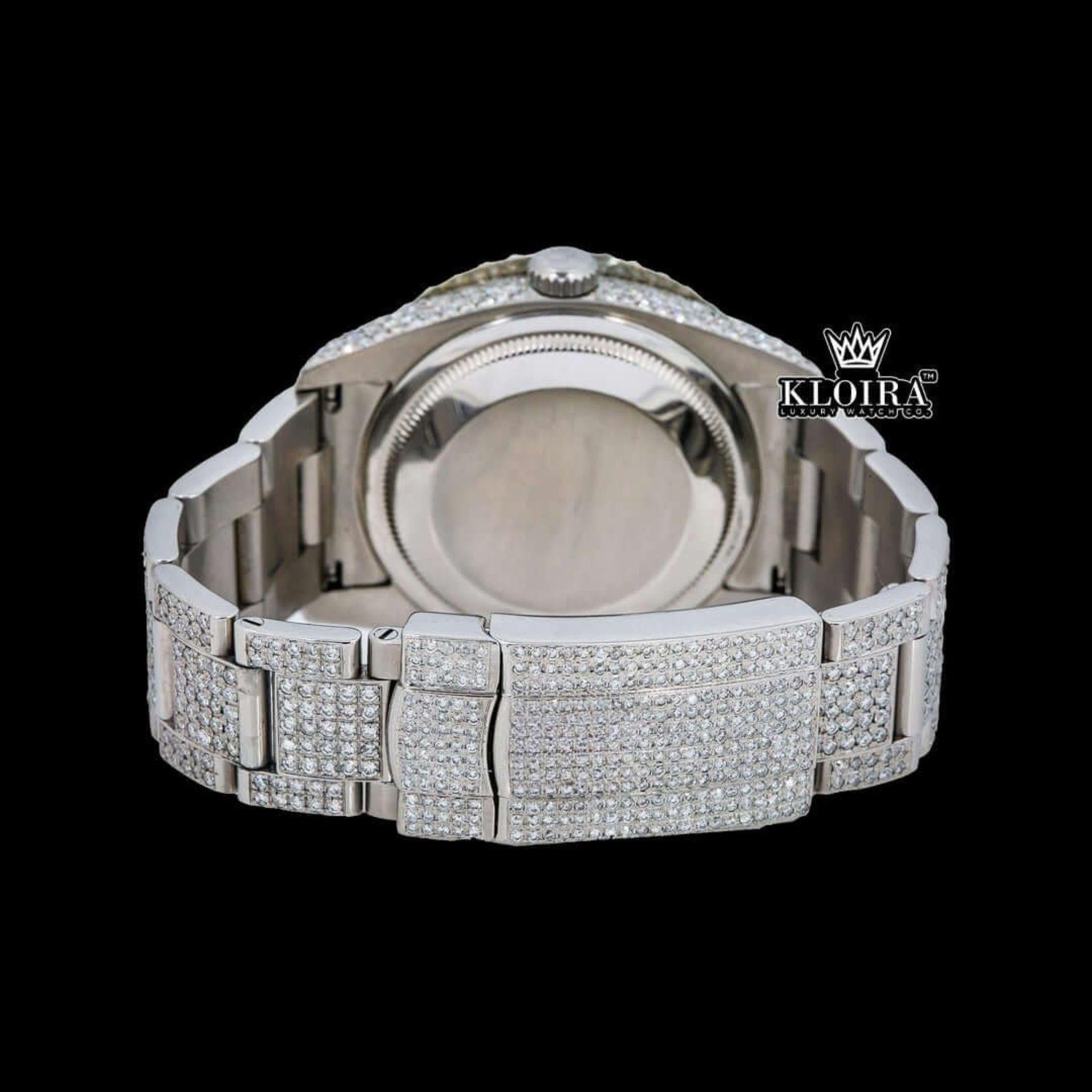 Roman Numerals Lavender Dial Full Iced Out Moissanite Watch 42mm