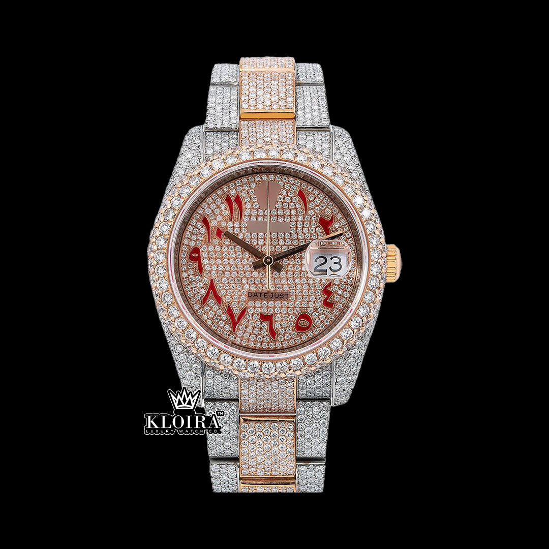 RoseFlare Moissanite Diamond Watch 14K Gold VVS 20 Carat 42mm Front