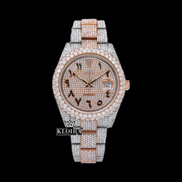 RoseGleam Moissanite Diamond Watch 14K Gold VVS 20 Carat 42mm Front