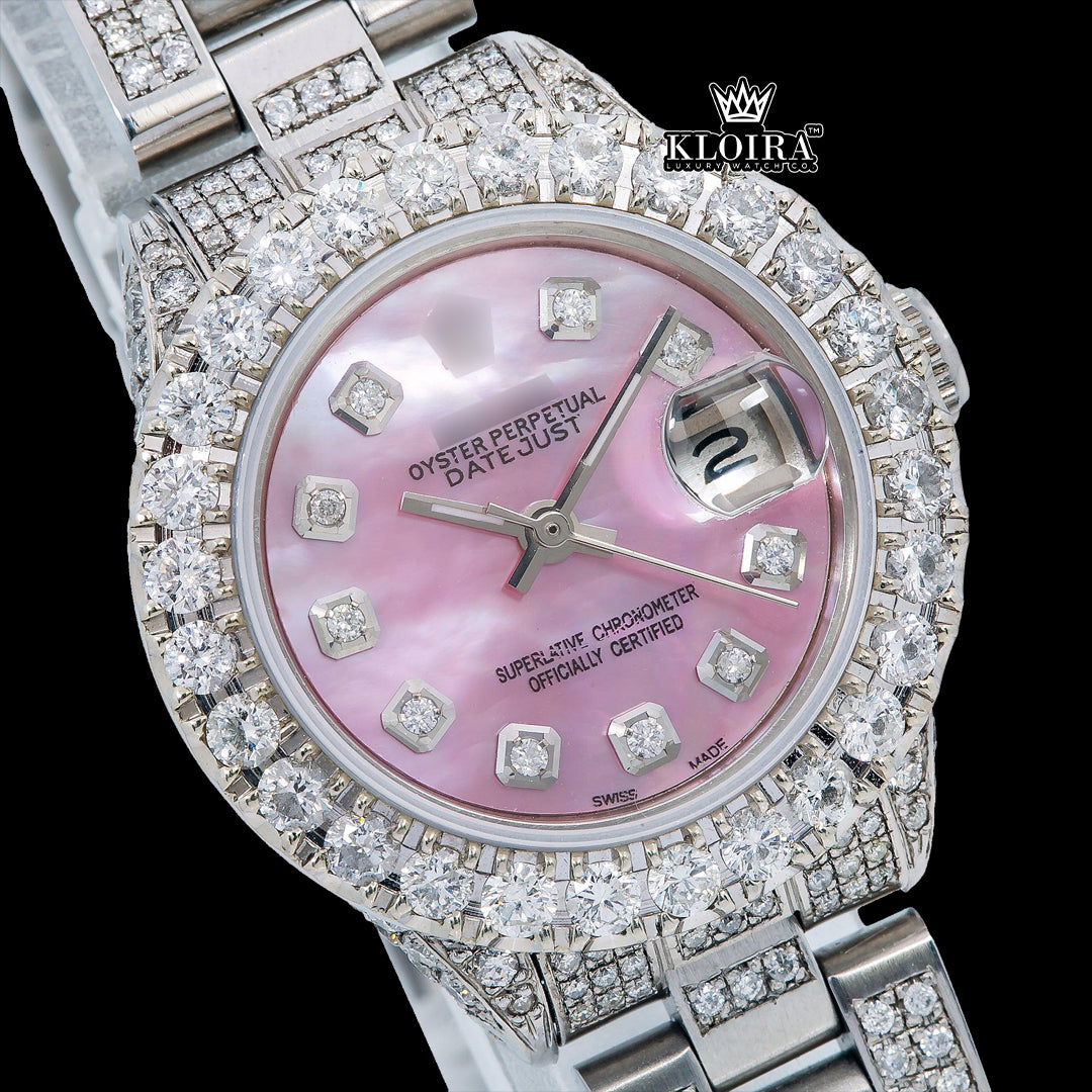 RoseGlimmer Moissanite Diamond Watch 14K Gold VVS 19 Carat 42mm Front