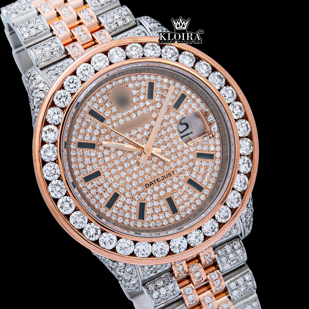 RoseGlitz Moissanite Diamond Watch 14K Gold VVS 19 Carat 42mm Front