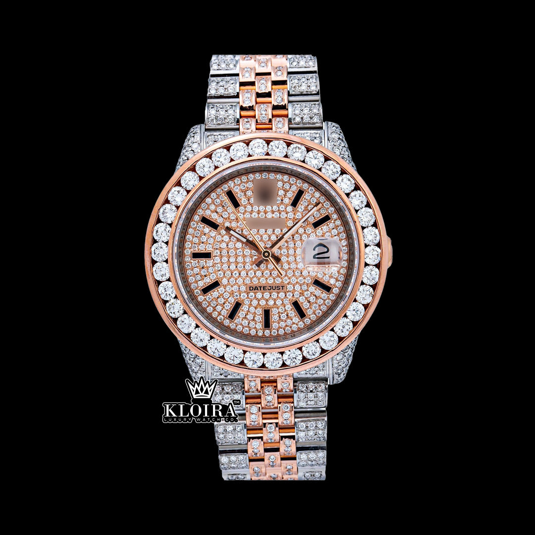 RoseGlitz Moissanite Diamond Watch 14K Gold VVS 19 Carat 42mm Front