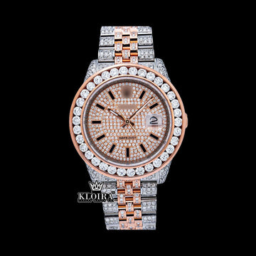 RoseGlitz Moissanite Diamond Watch 14K Gold VVS 19 Carat 42mm Front