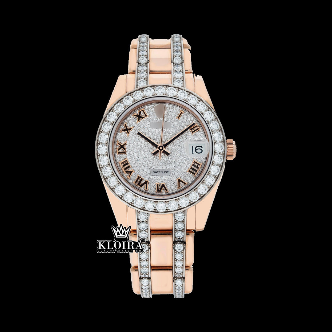 RoseSparkle Moissanite Diamond Watch 14K Gold VVS 14 Carat 42mm Front