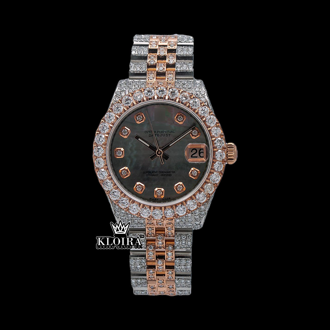 Rosetide Moissanite Diamond Watch 14K Gold VVS 20 Carat 42mm Front