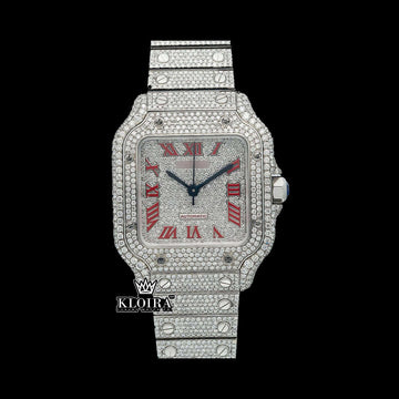 Ruby Frost Moissanite Diamond Watch Silver VVS 22 Carat 42mm Men Front