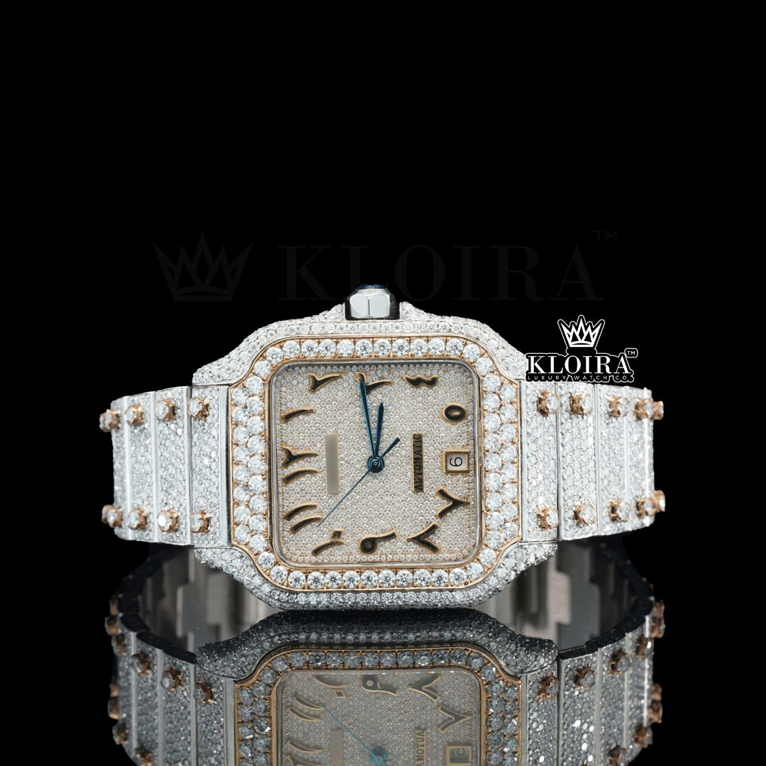 Blush Majesty Moissanite Diamond Watch Rose 14K Gold VVS 30 Carat 42mm Front