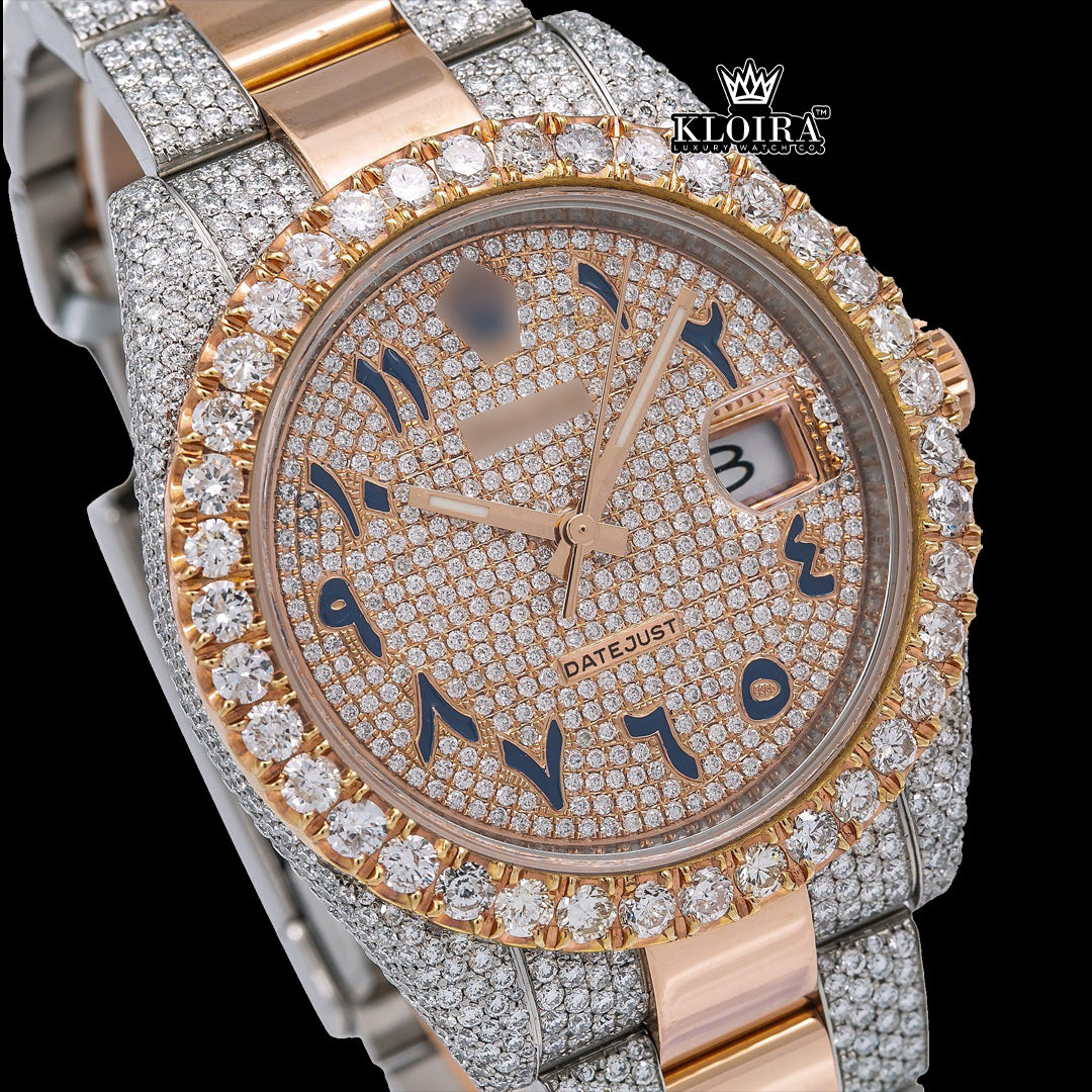 Royalty Moissanite Diamond Watch 14K Gold VVS 20 Carat 42mm Front