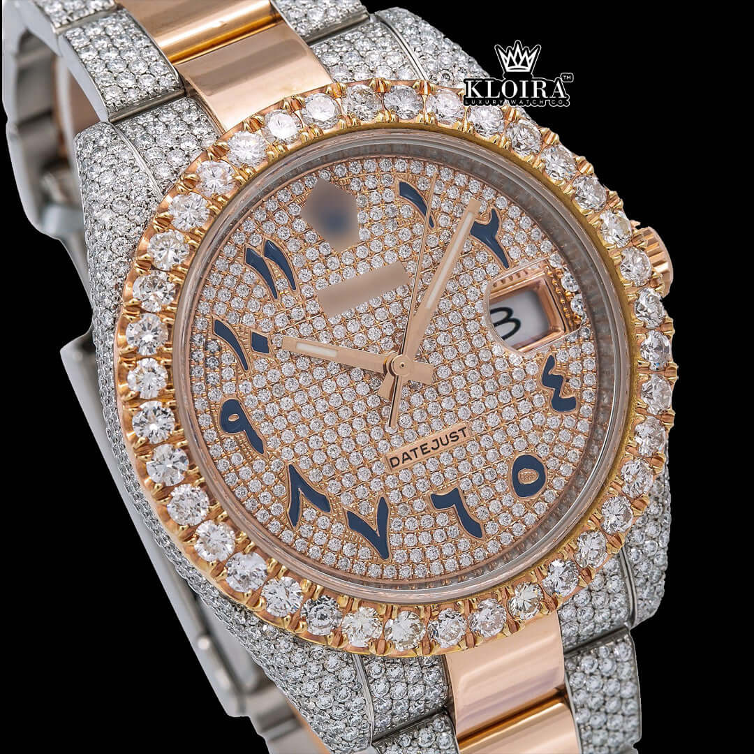 Royalty Moissanite Diamond Watch 14K Gold VVS 20 Carat 42mm Front