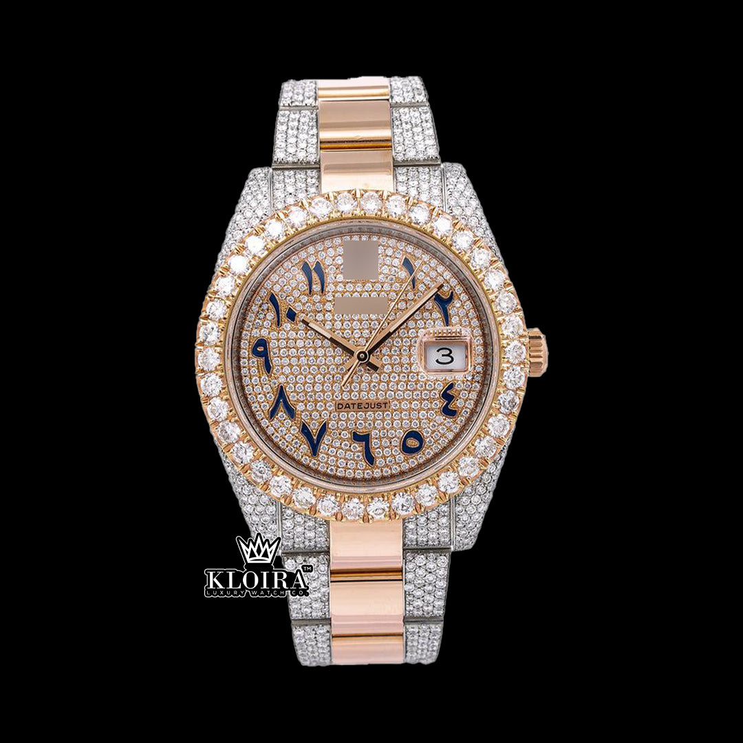 Royalty Moissanite Diamond Watch 14K Gold VVS 20 Carat 42mm Front