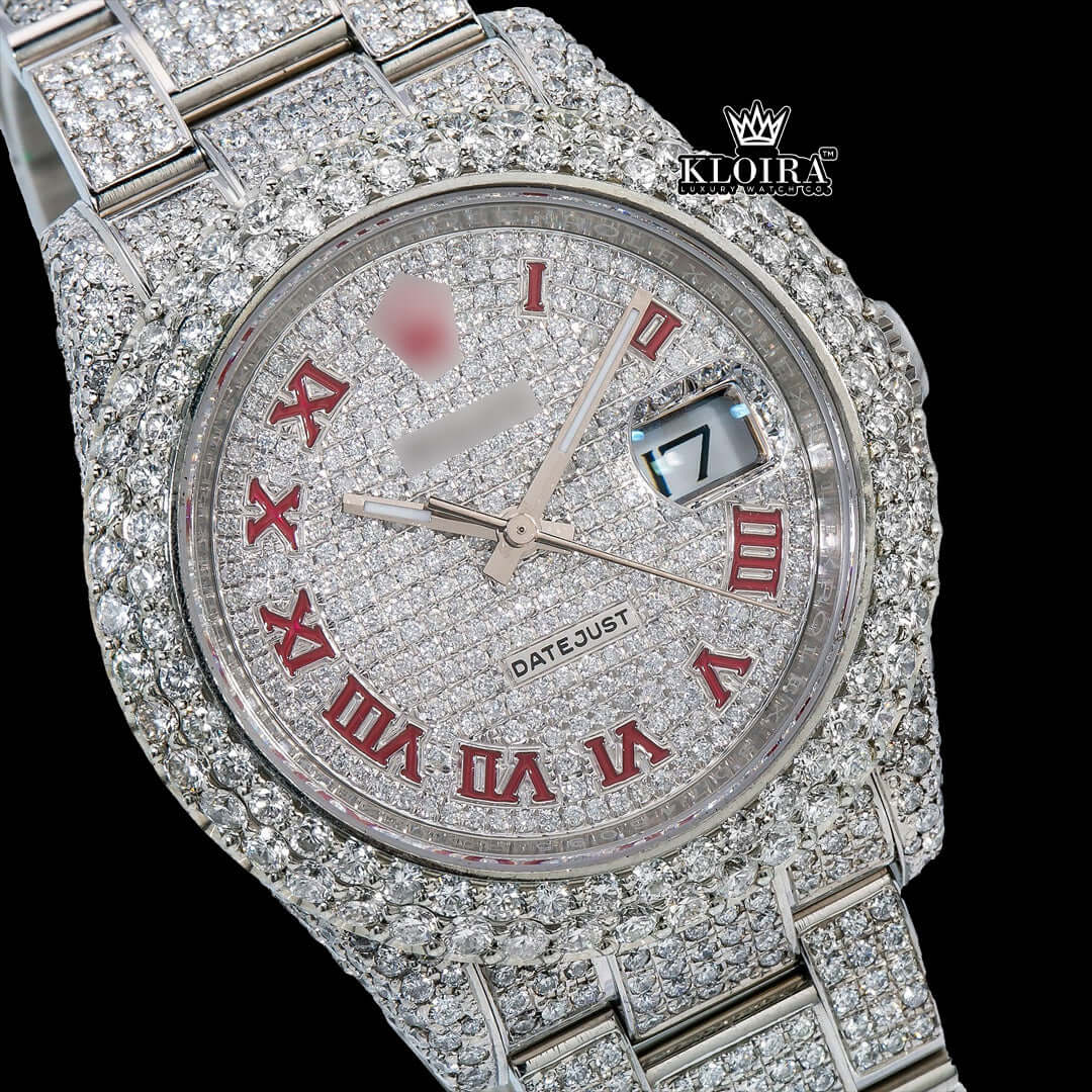 Ruby Time Moissanite Diamond Watch 14K Gold VVS 18 Carat 42mm Front