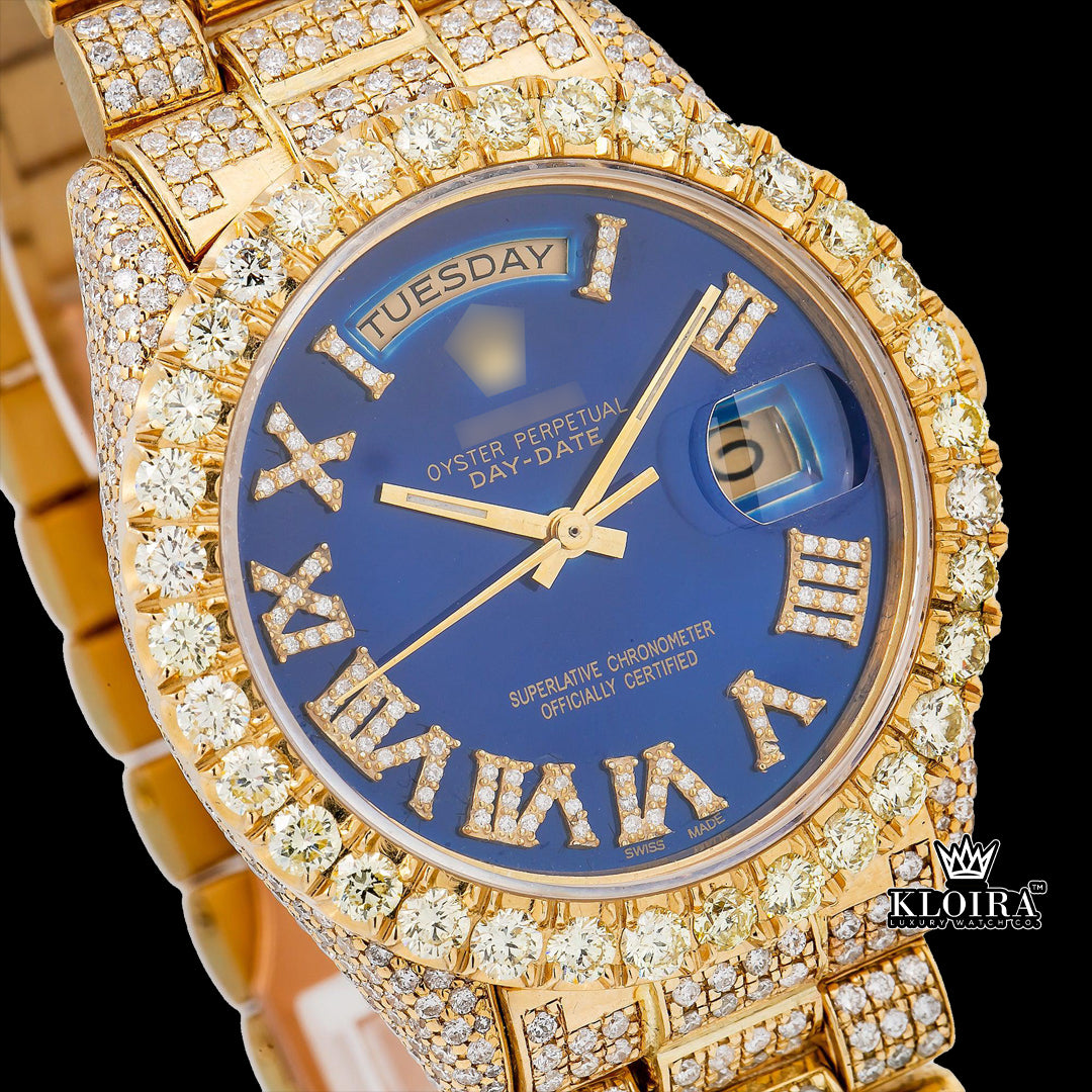 SapphireDazzle Moissanite Diamond Watch 14K Gold VVS 19 Carat 42mm Front
