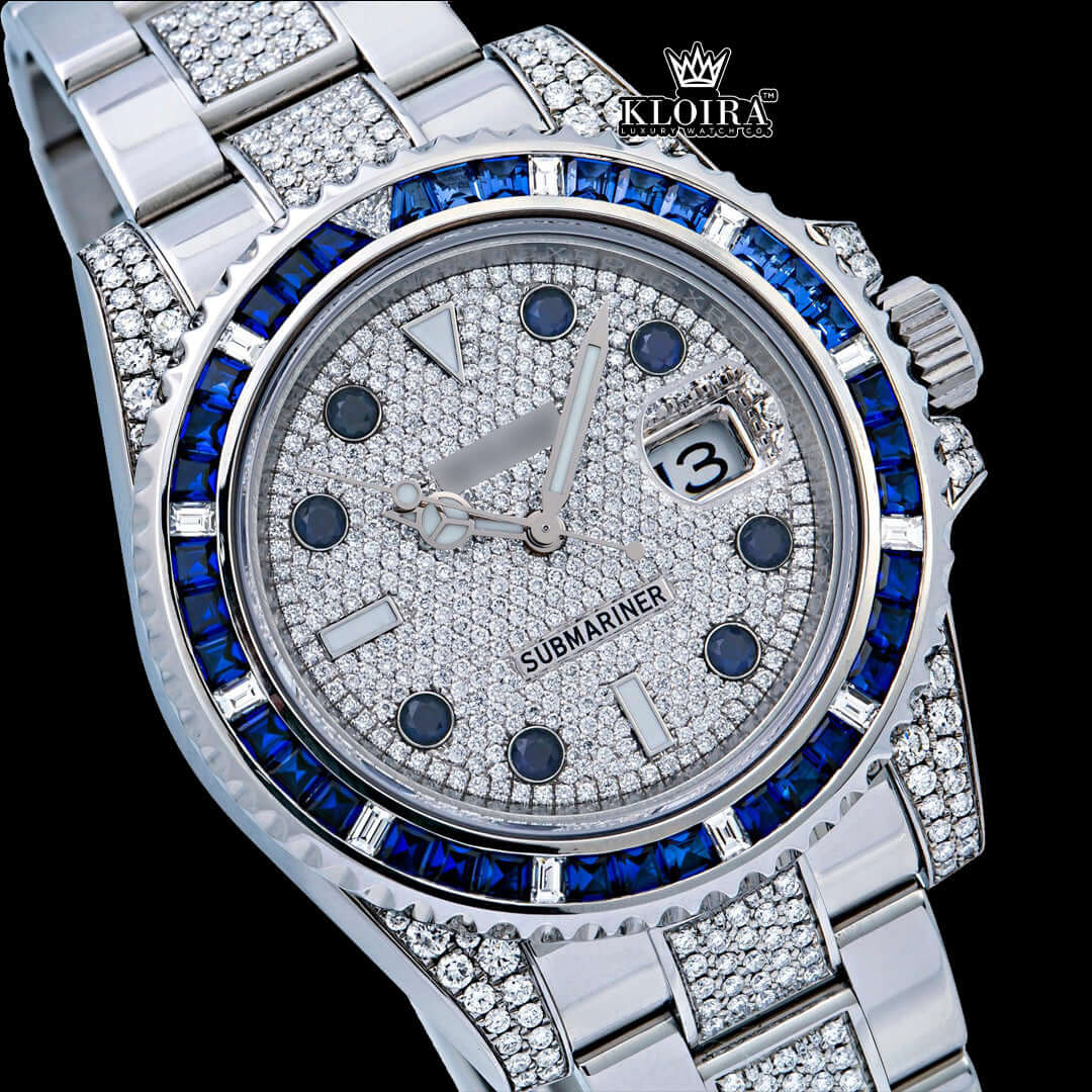 SapphireGlint Moissanite Diamond Watch 14K Gold VVS 19 Carat 42mm Front