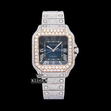 Blue Monarque Moissanite Diamond Watch Silver VVS 22 Carat 42mm Men Front