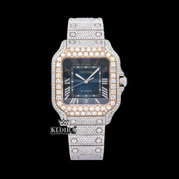 Blue Monarque Moissanite Diamond Watch Silver VVS 22 Carat 42mm Men Front