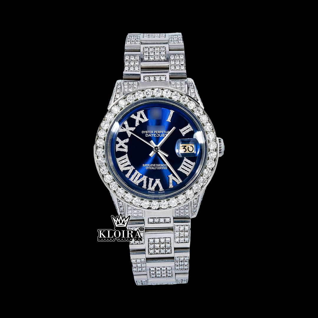 Sapphire Moissanite Diamond Watch 14K Gold VVS 18 Carat 42mm Front