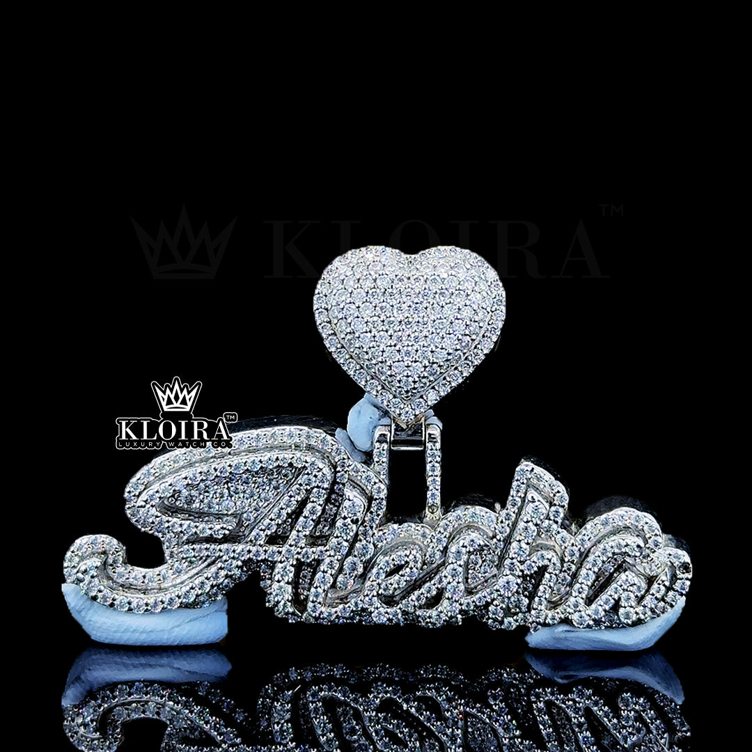 Shimmering Heart Name Pendant Front