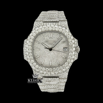 SilverEminence Moissanite Diamond Watch 14K Gold VVS 24 Carat 42mm Front