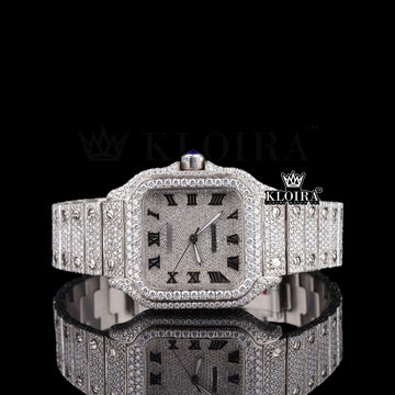 SilverLattice Moissanite Diamond Watch 14K Gold VVS 22 Carat 42mm Front