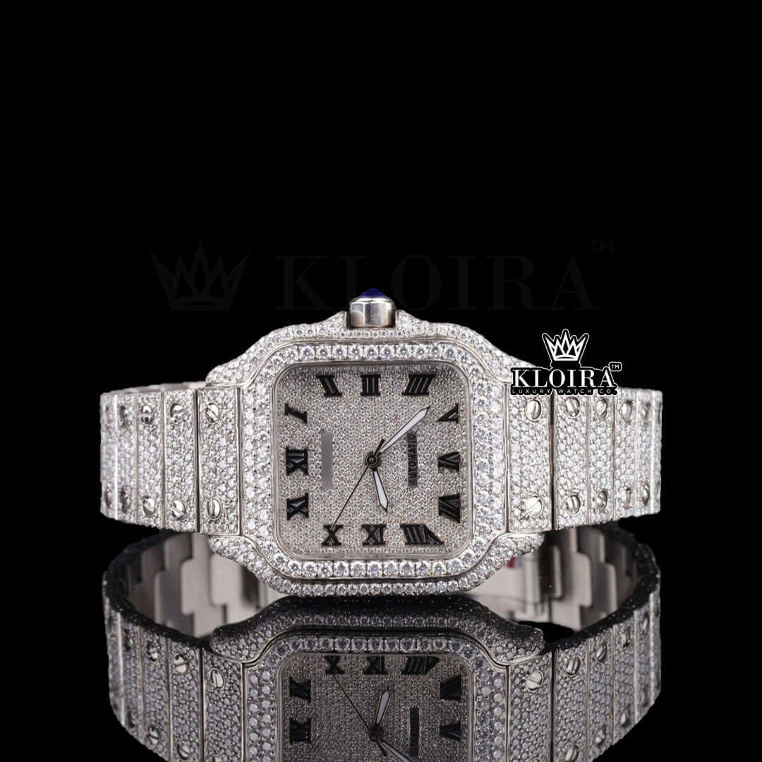 RadiantLuxe Moissanite Diamond Watch 14K Gold VVS 22 Carat 42mm Front