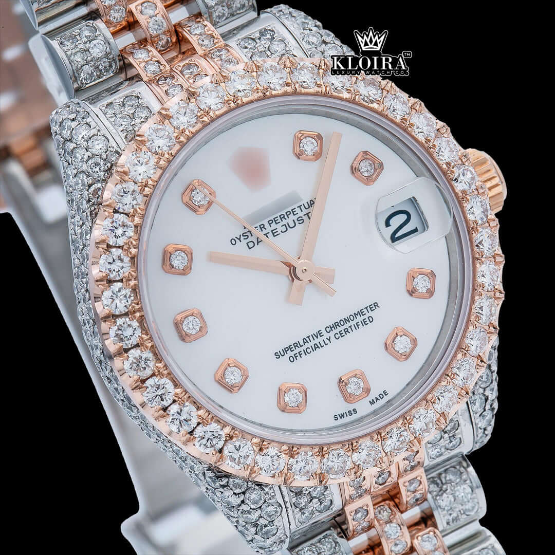 SilverSerenade Moissanite Diamond Watch 14K Gold VVS 18 Carat 42mm Front
