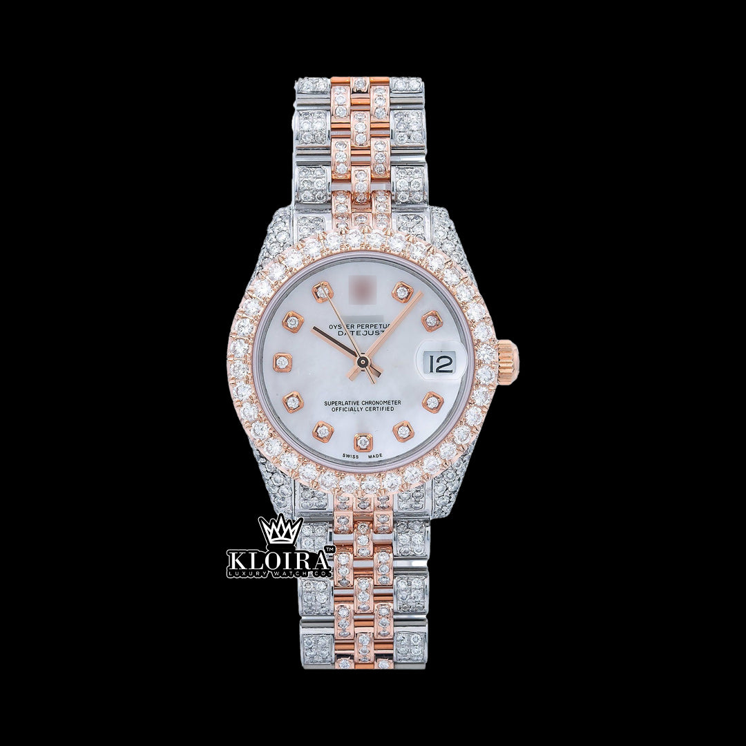 SilverSerenade Moissanite Diamond Watch 14K Gold VVS 18 Carat 42mm Front
