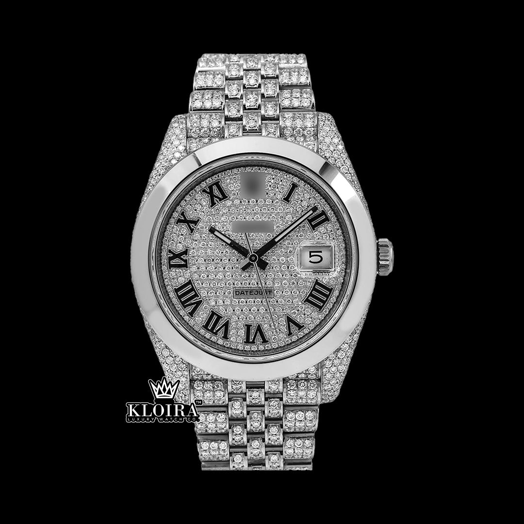 SilverShimmer Moissanite Diamond Watch 14K Gold VVS 20 Carat 42mm Front