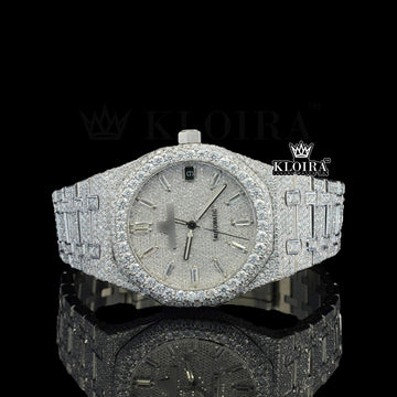 SilverSpark Moissanite Diamond Watch 14K Gold VVS 24 Carat 42mm Front