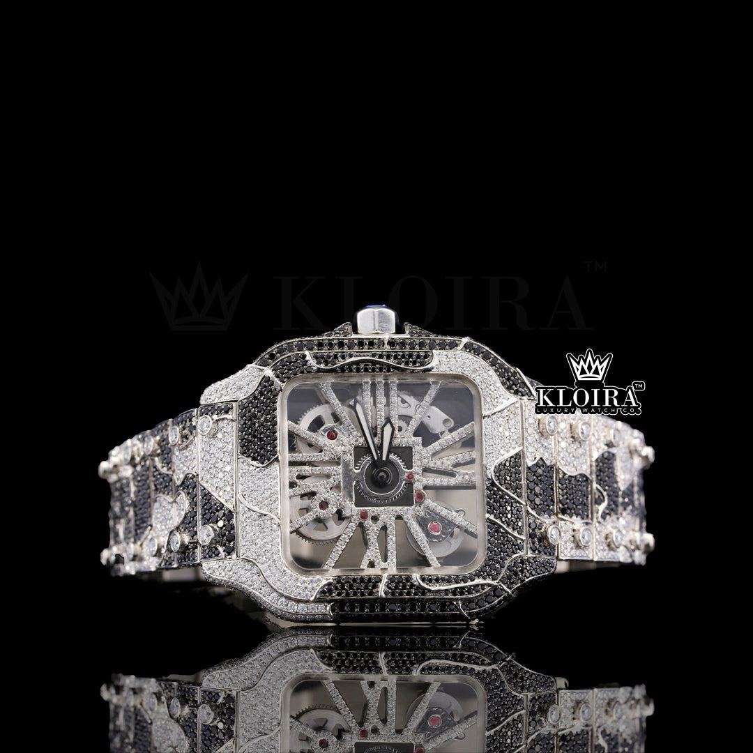Ethereal Moissanite Diamond Watch 14K Gold VVS 25 Carat 42mm Front