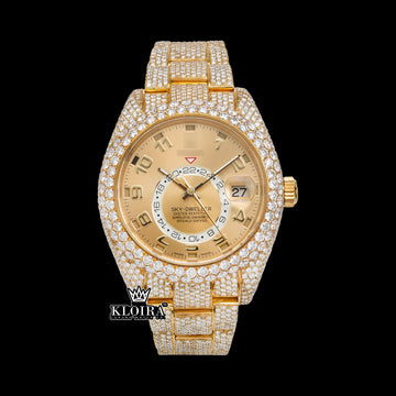 SkyGleam Moissanite Diamond Watch 14K Gold VVS 22 Carat 42mm Front